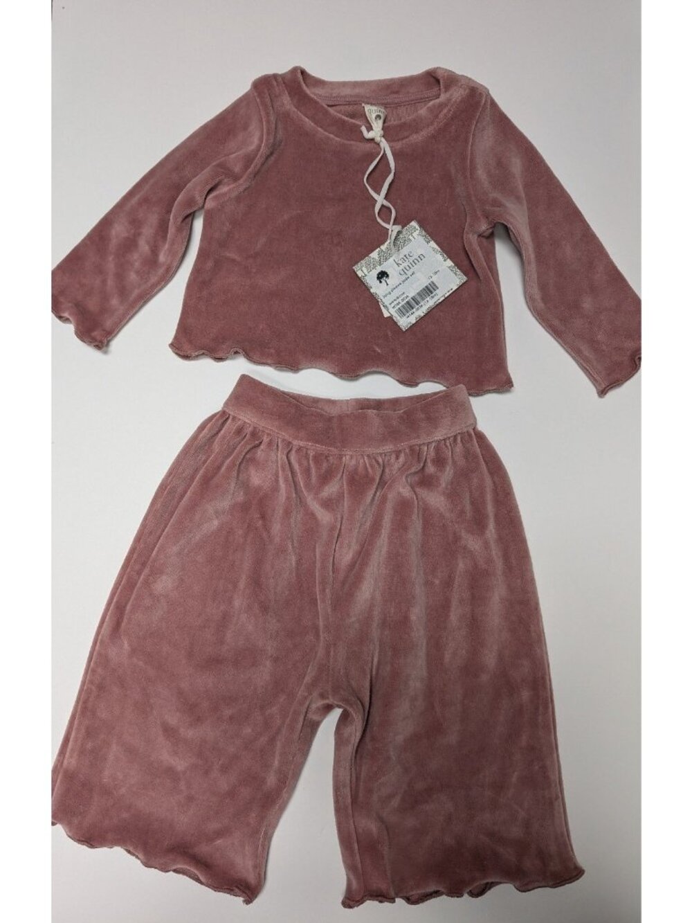 Kate Quinn Organic Cotton Velour Jade Set 12-18 Months Woodrose Pink Harvest